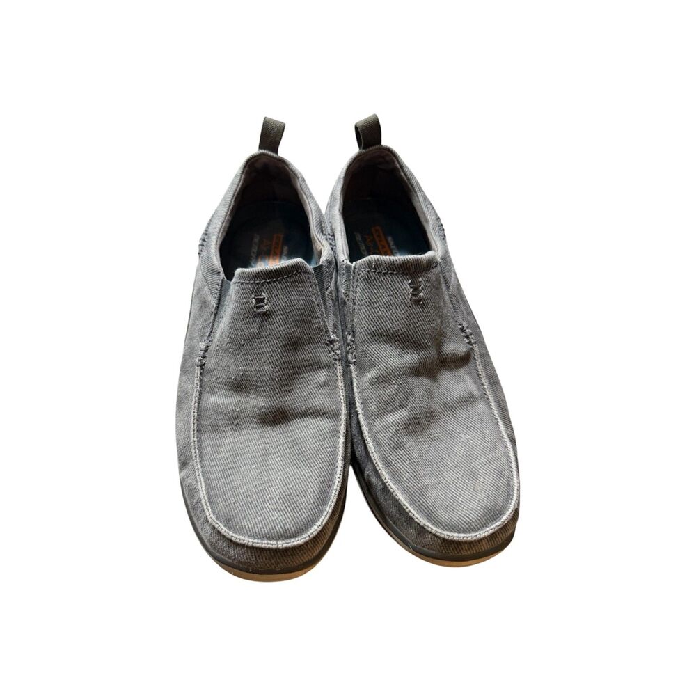 Skechers Elected Drigo Men's Relaxed Fit Charcoal Gray Canvas Loafers Size 10 - Picture 2 of 7